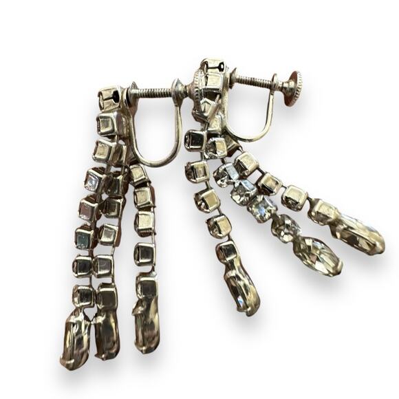 Wiesner Vintage Rhinestone Chandelier Screwback Earrings - Picture 5 of 5